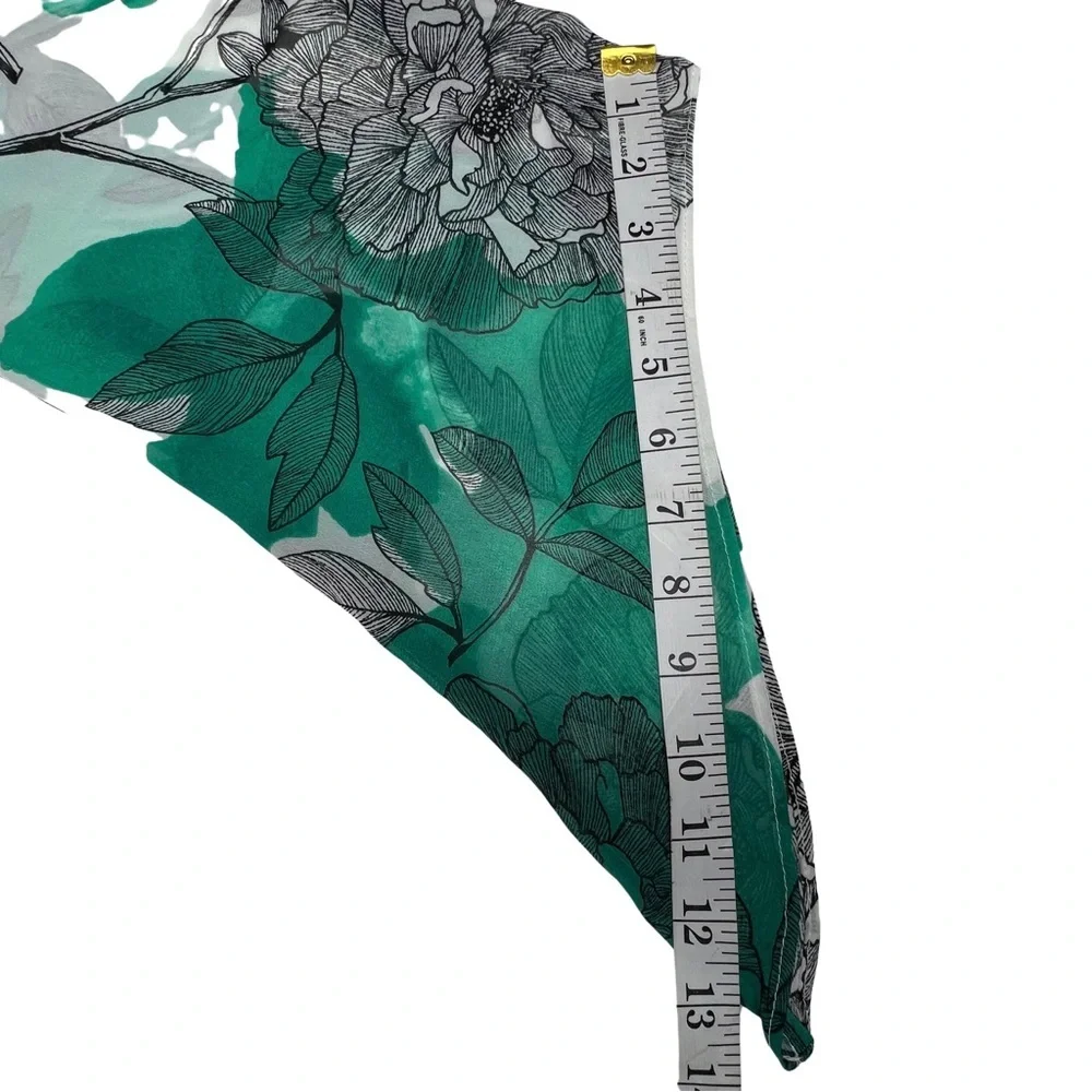 Alfani Floral Pullover Bubble Hem Top with Tank Angel Sleeves Green White Small - Picture 13 of 17